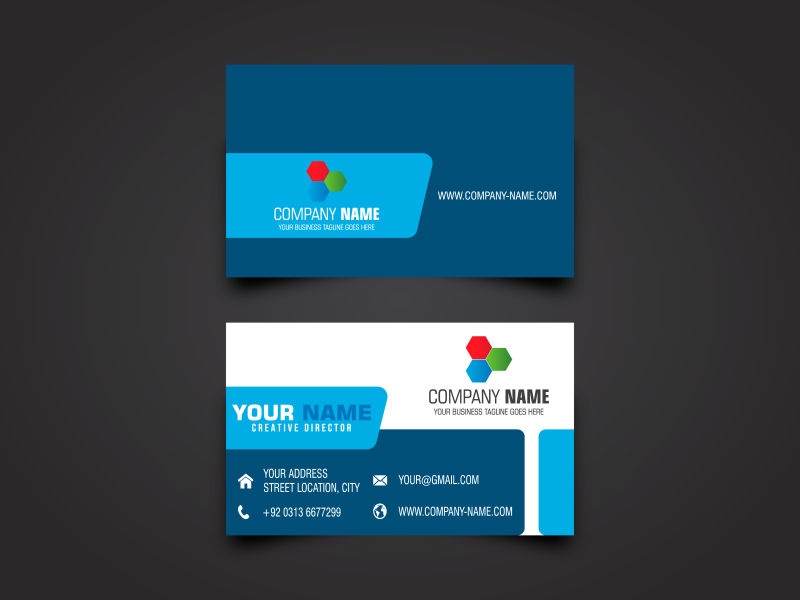 抽象矢量蓝色经典名片创意设计