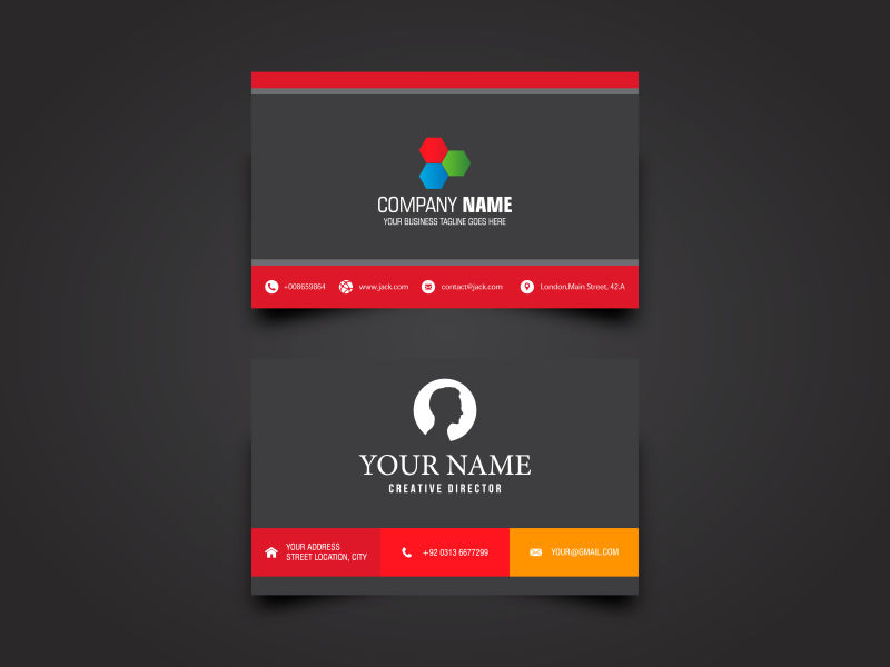 抽象矢量现代红色元素的名片设计