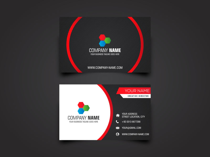 抽象矢量现代黑色几何元素的名片设计