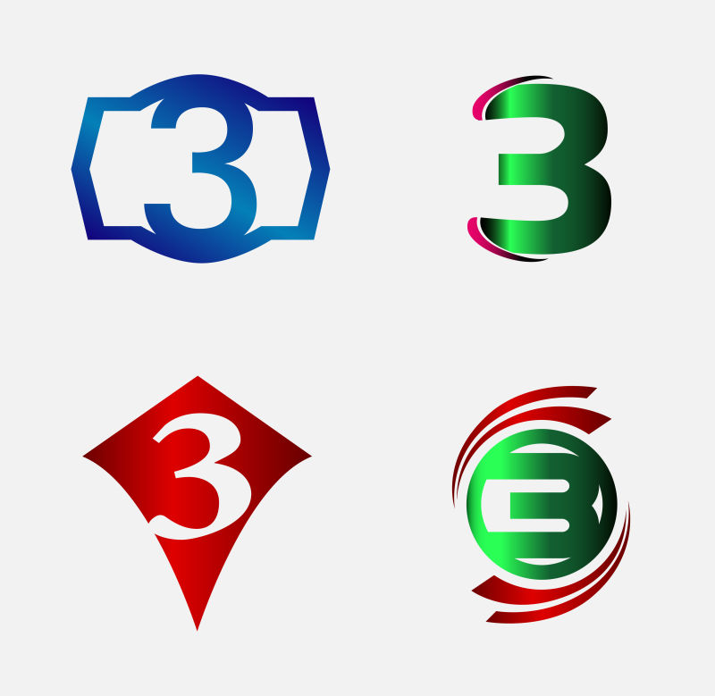 创意矢量现代数字3标志设计