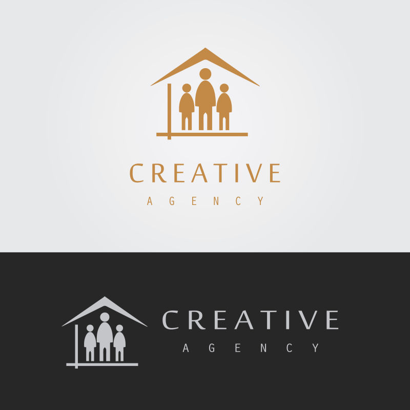 矢量抽象现代金色人物标志设计