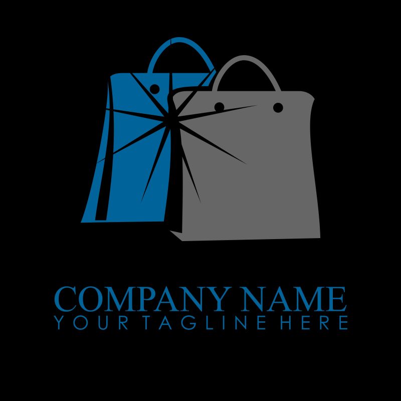 带有标签矢量图标的购物袋