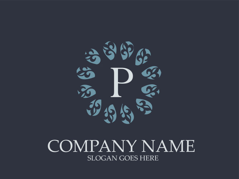抽象矢量现代时尚绿叶元素的字母P标志设计