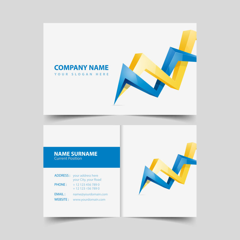 抽象矢量现代立体折线元素的名片设计