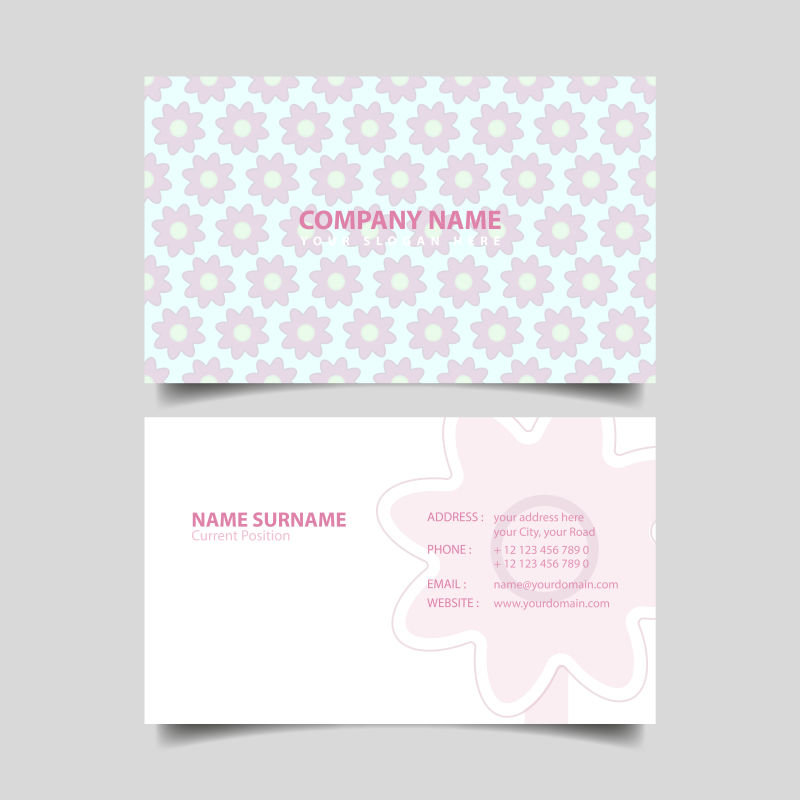 抽象矢量现代时尚花卉元素的名片设计