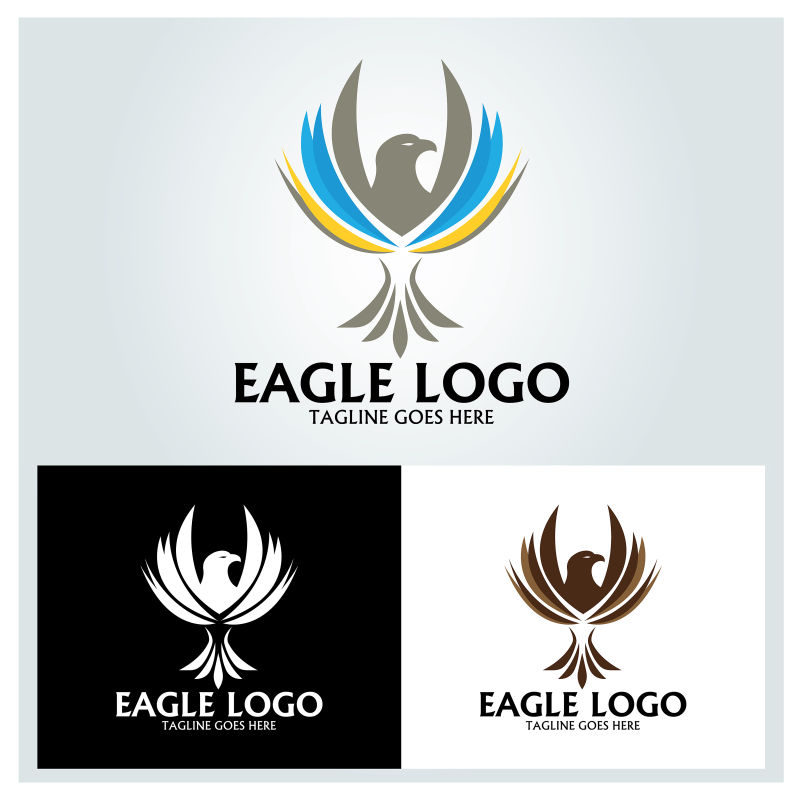 抽象矢量飞鹰元素标志设计