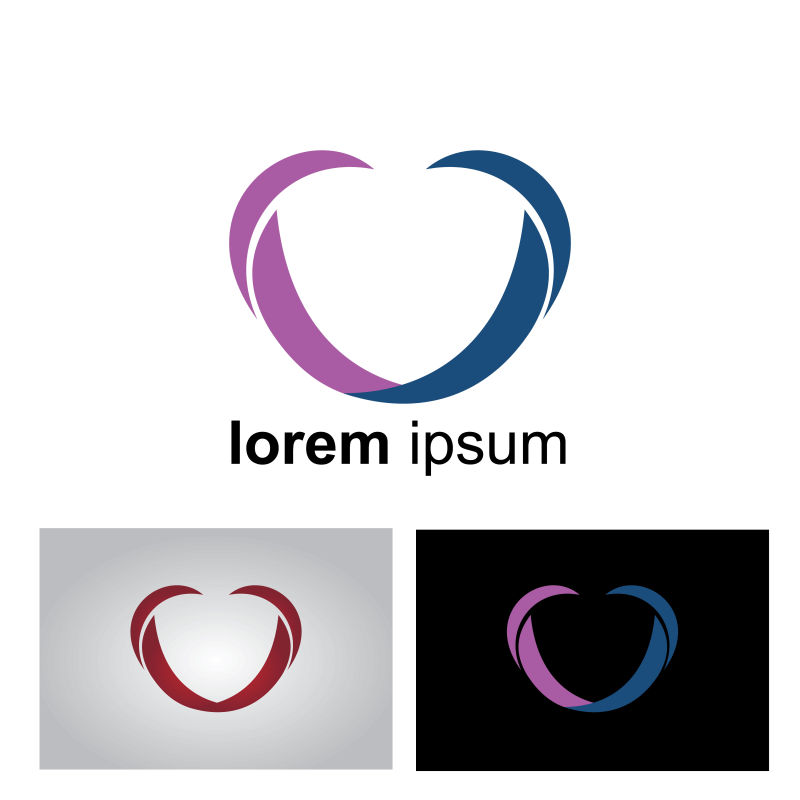 矢量抽象爱心元素的标志设计