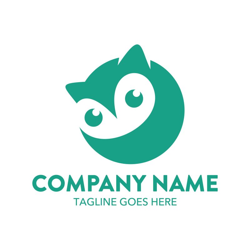 抽象矢量现代绿色猫头鹰标志设计