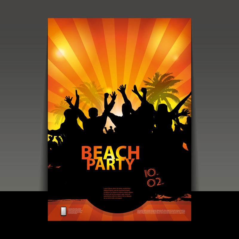 创意矢量现代沙滩主题的平面宣传单设计