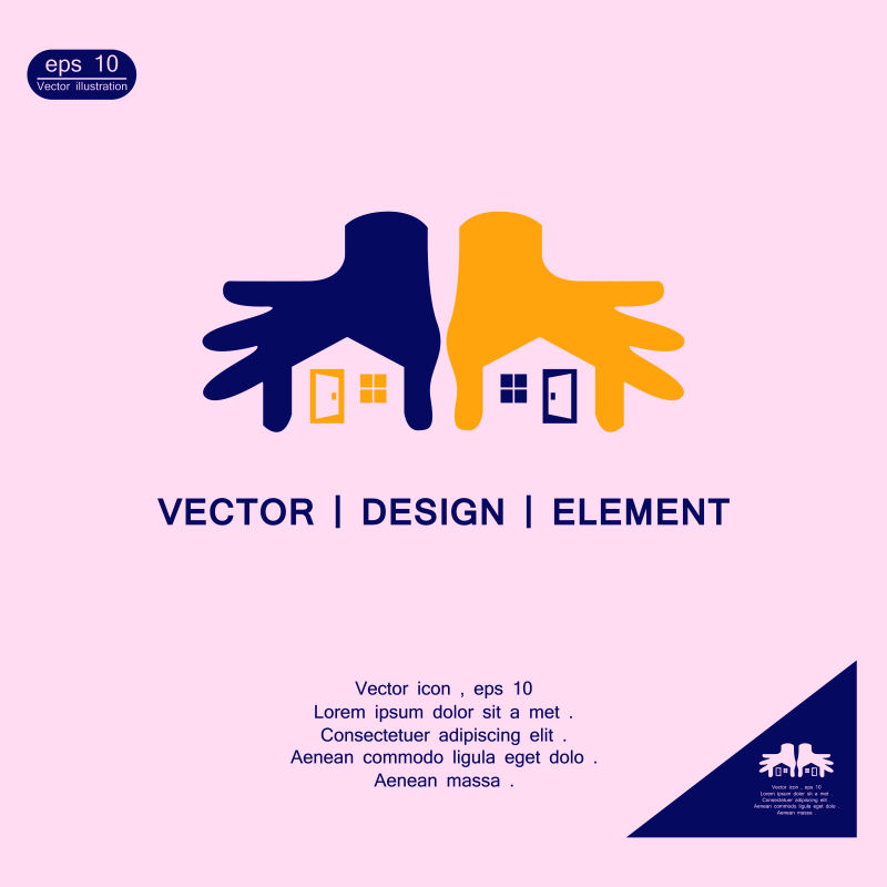 抽象矢量关爱房屋主题的标志设计