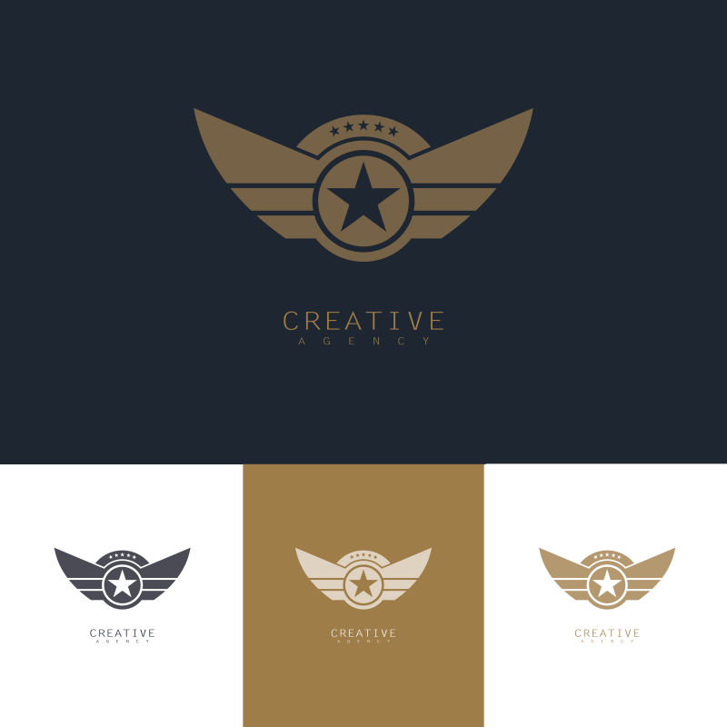 抽象矢量现代金色护盾标志设计