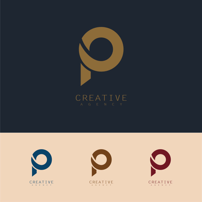 抽象矢量字母p标志创意设计