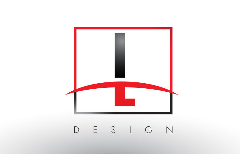 抽象矢量红黑双色字母l标志设计