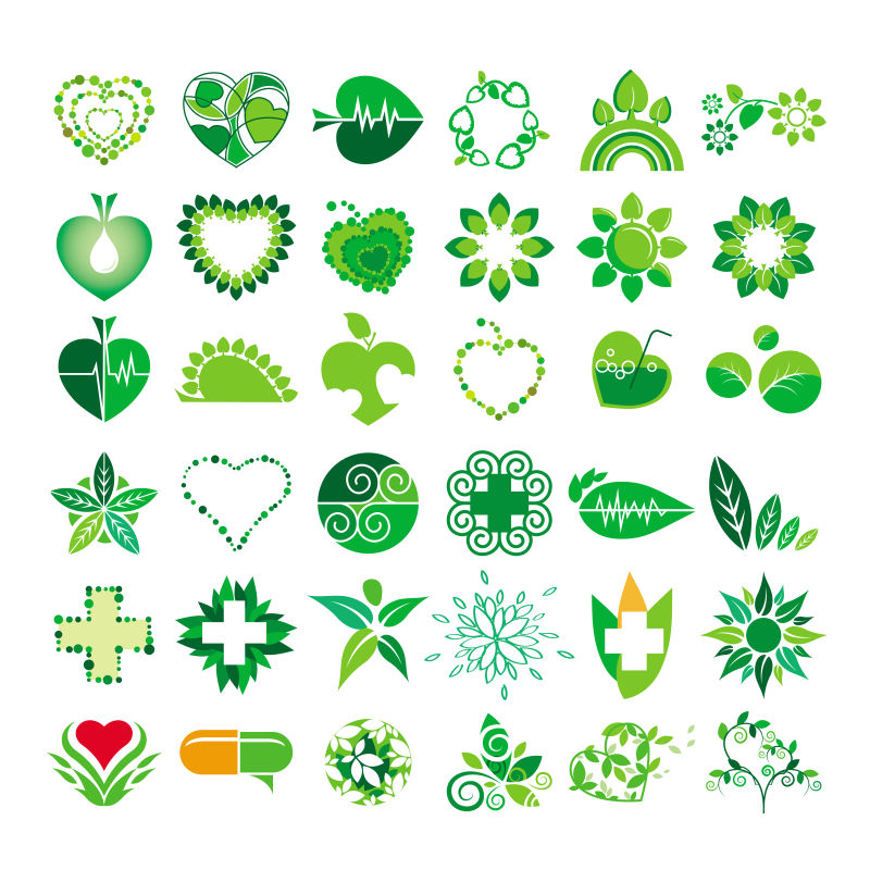 抽象矢量现代绿色生态主题的标志设计