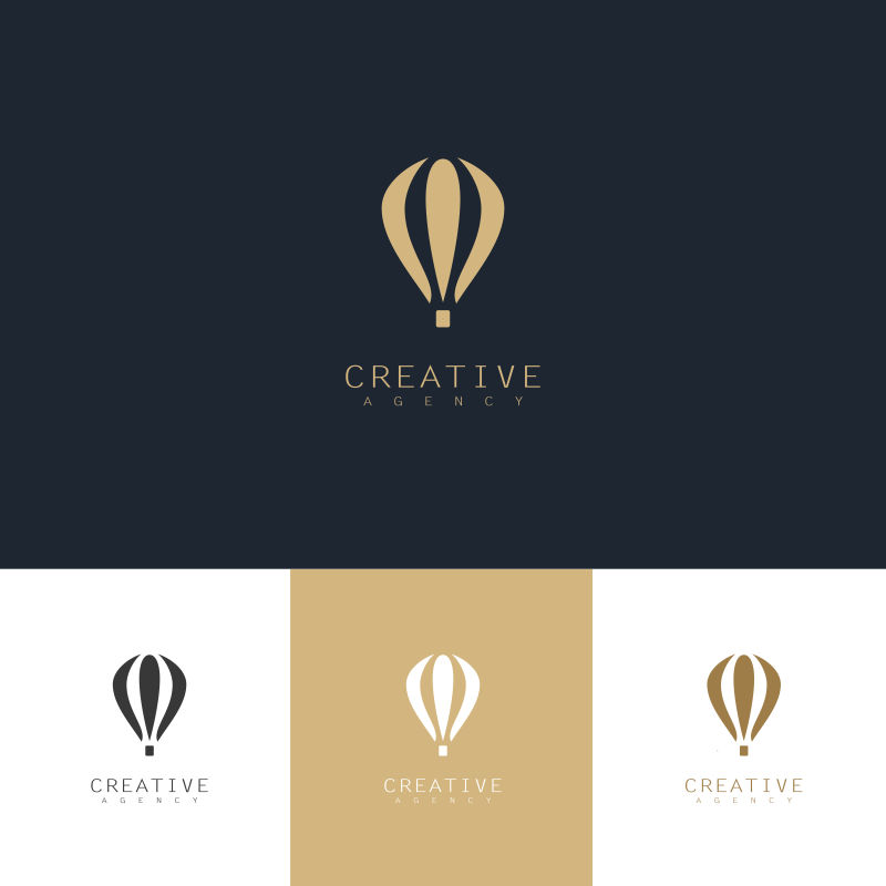 创意矢量降落伞元素金色标志设计