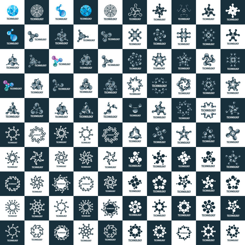 抽象矢量现代技术元素标志设计