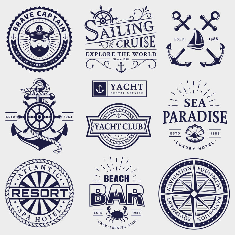 创意矢量经典航海主题标志设计