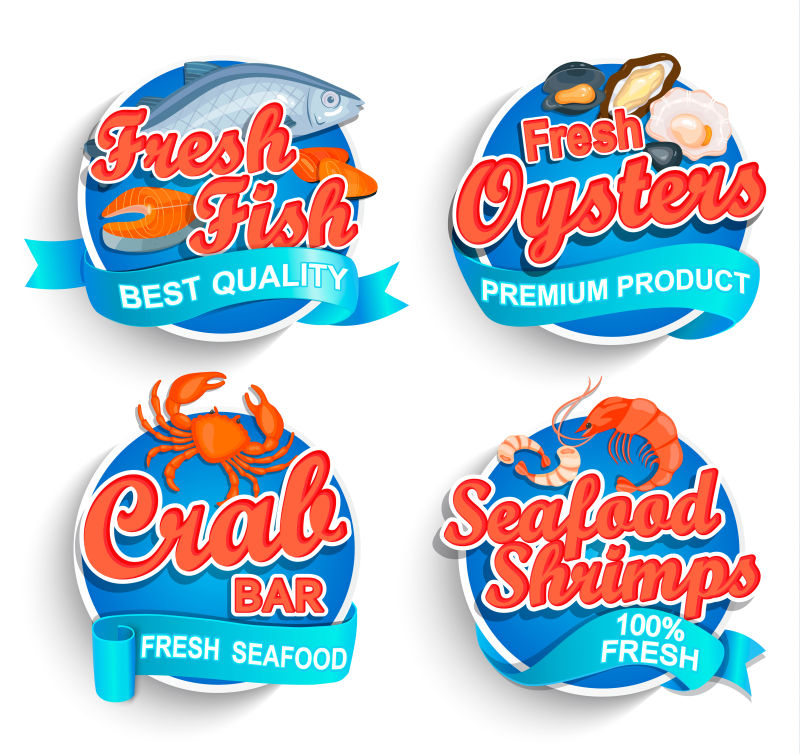 创意矢量海鲜主题标志设计