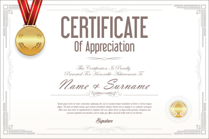 抽象矢量银色经典证书平面设计