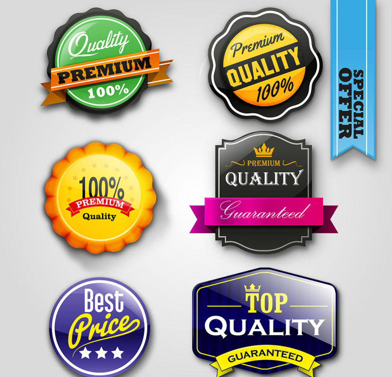 矢量抽象复古产品质量标签设计