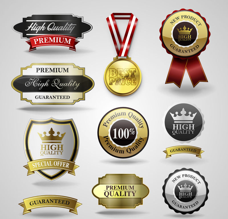 抽象矢量复古产品质量标签设计