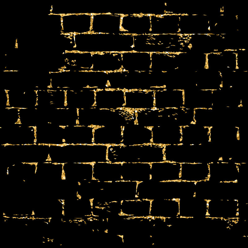 砖墙黄金纹理图案金色和黑色抽象装饰瓷砖背景粗糙的复古表面旧砖砌体轮廓壁纸卡片装饰的城市设计矢量插图
