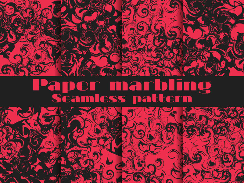 创意矢量现代红色黑色大理石纹理无缝背景