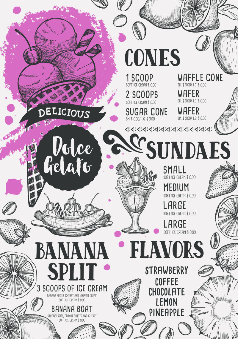 创意矢量现代餐厅菜单平面设计