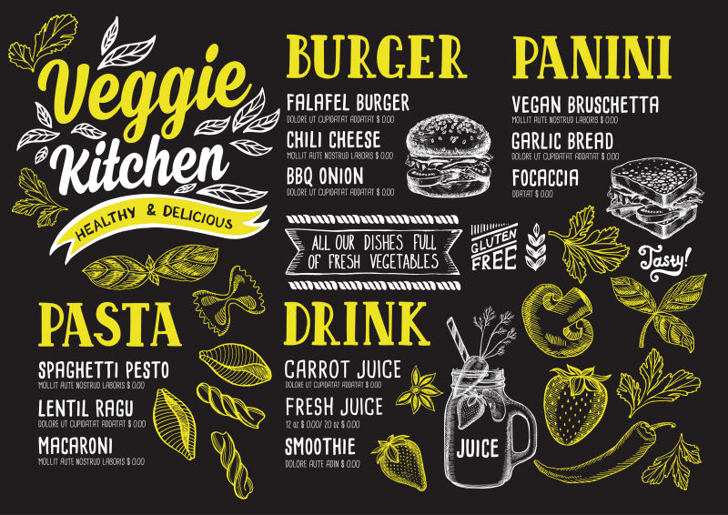 抽象矢量现代菜单平面设计