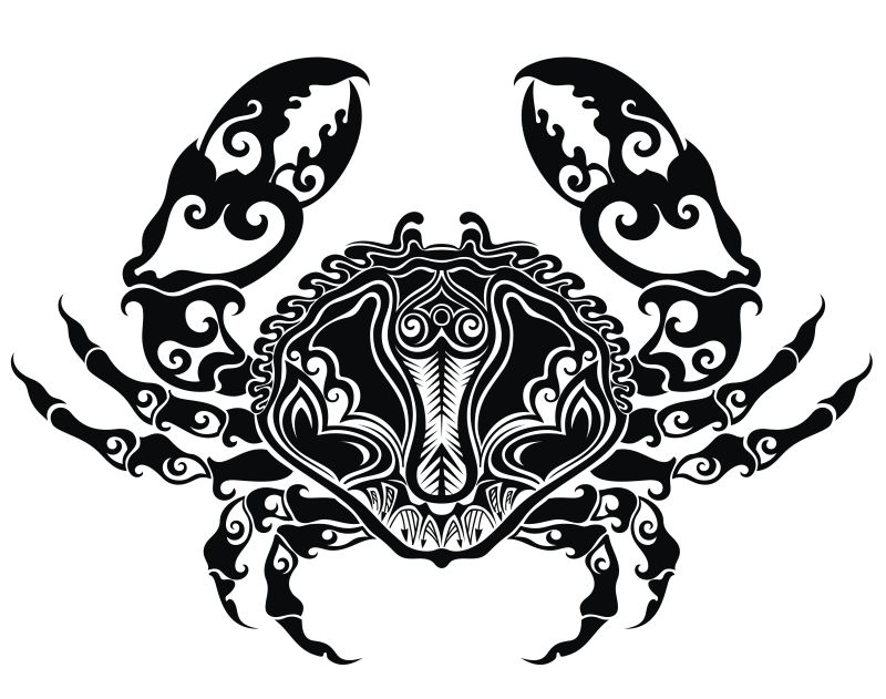 抽象矢量现代螃蟹纹身插图设计