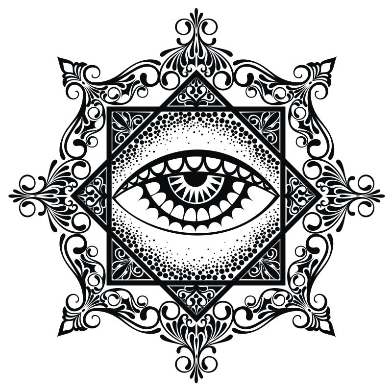 抽象矢量现代风格的眼睛纹身插图设计