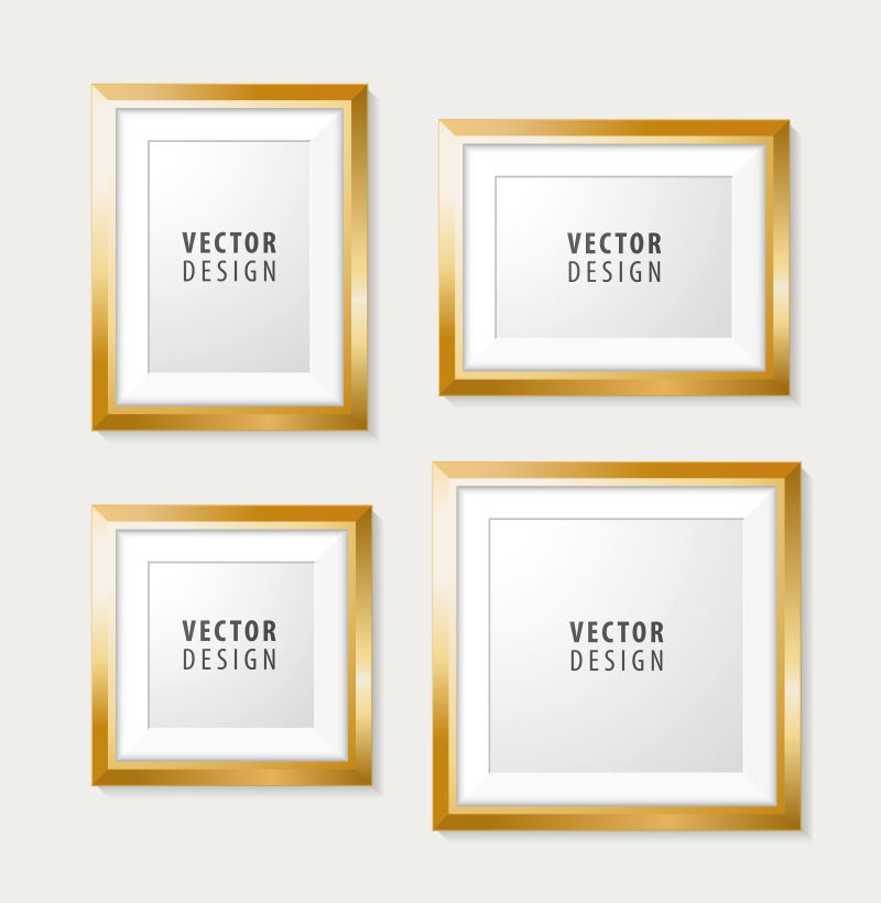 一套现实的最小孤立的金色框架白色背景介绍向量元素