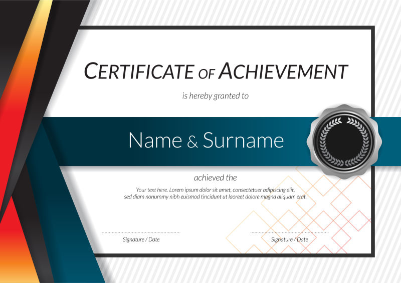 抽象矢量现代经典优雅证书设计