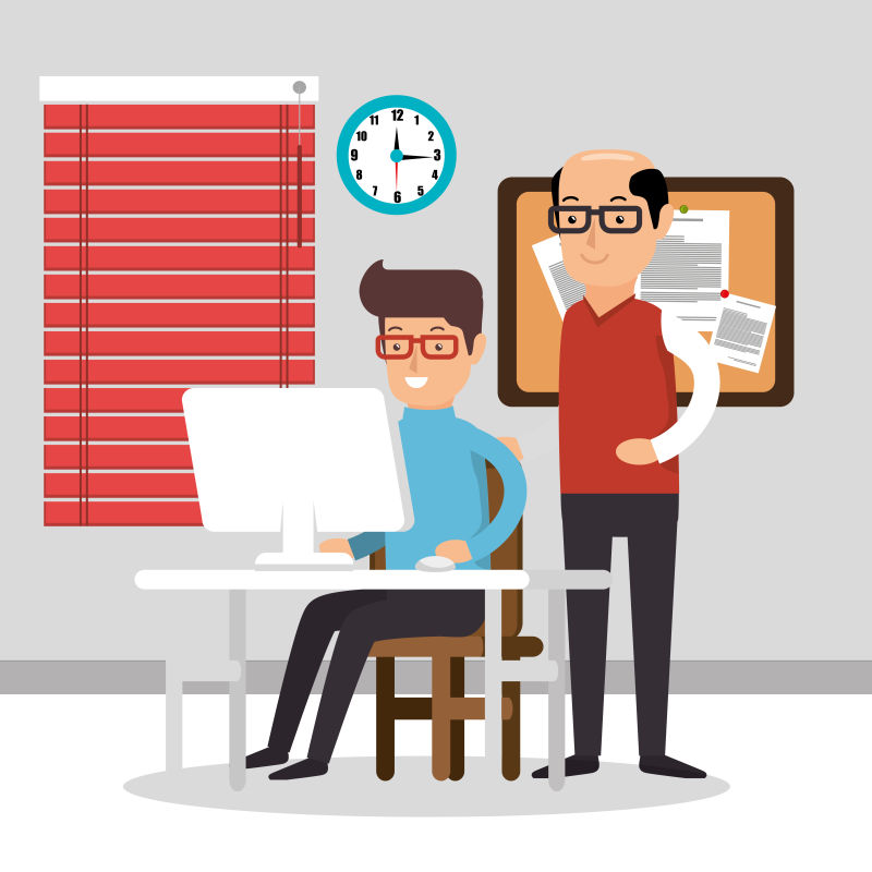 矢量现代办公的商人平面创意插图设计