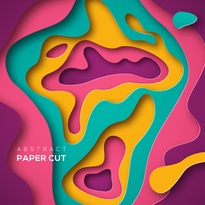 创意矢量现代彩色剪纸风格背景设计