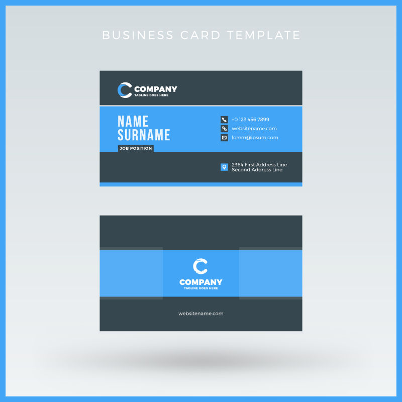 抽象矢量现代经典蓝色黑色名片设计