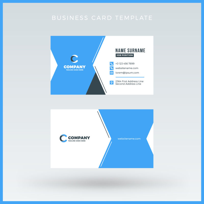 抽象矢量现代蓝色几何元素的名片设计