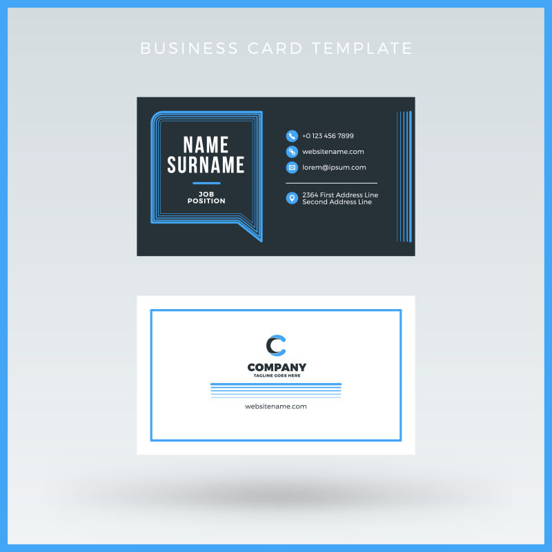 抽象矢量经典蓝色黑色经典名片设计