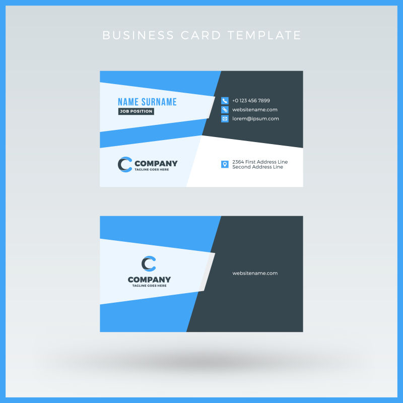 抽象矢量现代蓝色黑色经典名片设计