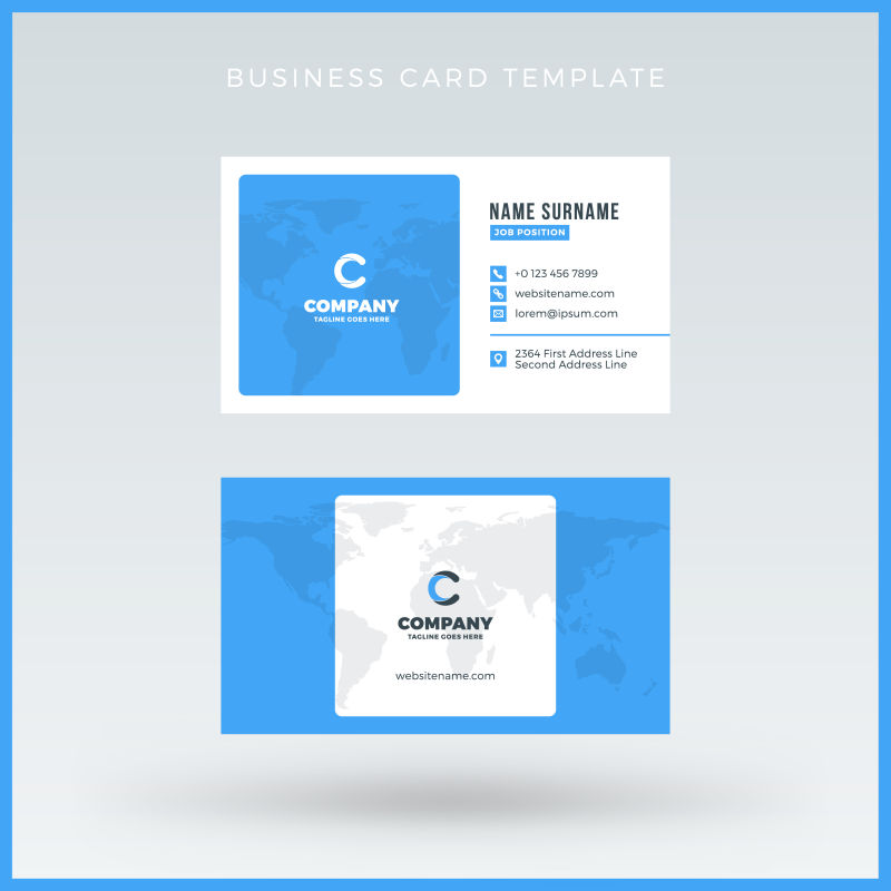 矢量双面蓝色名片设计