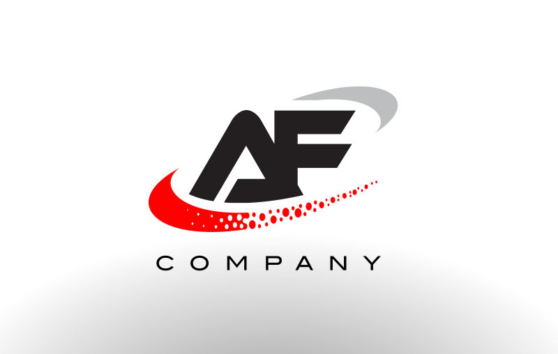 抽象矢量红色点状装饰的字母af标志设计