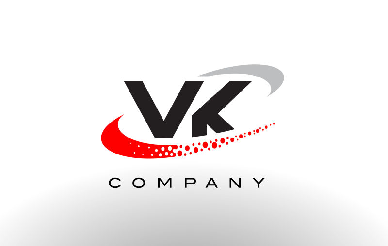 抽象矢量红色点状装饰的字母vk标志设计
