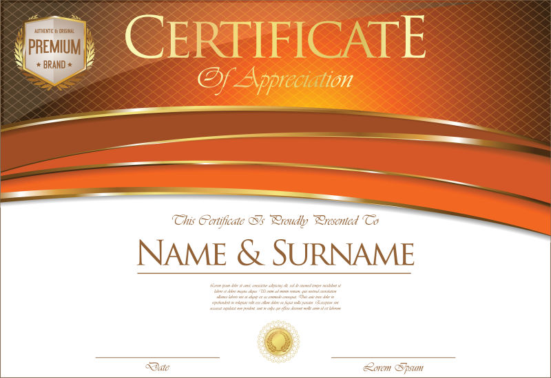 抽象矢量棕色金色经典证书设计