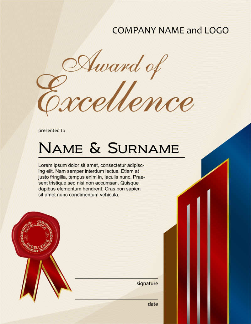 创意矢量复古经典竖证书设计