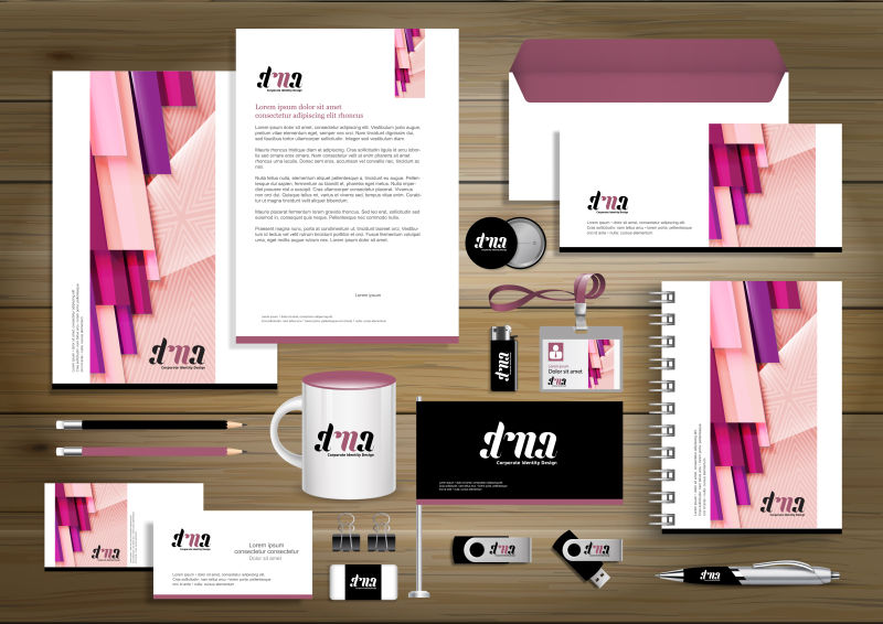 矢量抽象粉色几何风格的企业宣传设计