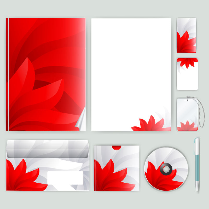 具有颜色元素的企业标识模板矢量公司Brand Boo销的商业风格报告和指南文具模板与抽象图案主题插图