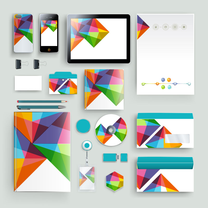 抽象矢量彩色几何元素的企业宣传设计