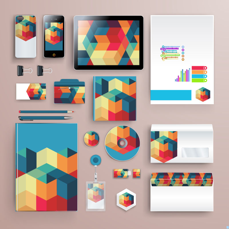 抽象矢量色彩几何风格的企业宣传设计