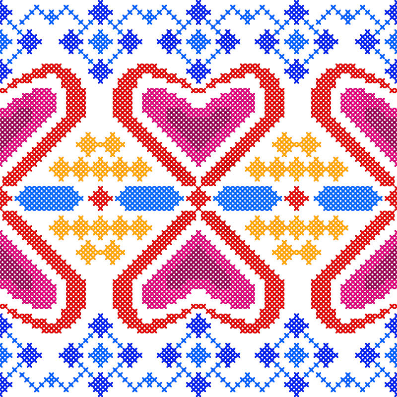 抽象矢量现代十字绣纹理插图设计