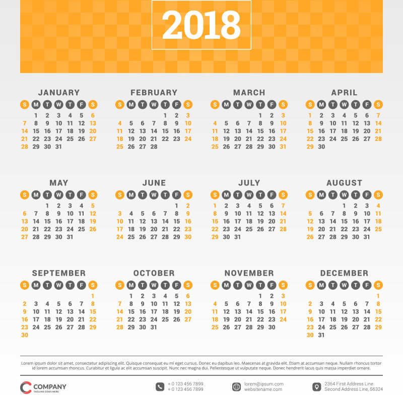 创意矢量现代2018时尚日历设计